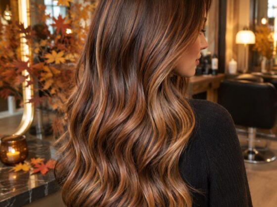 Tendencias de color de pelo otoño 2026: castaño chocolate con balayage cobrizo en Atelier Estilistas